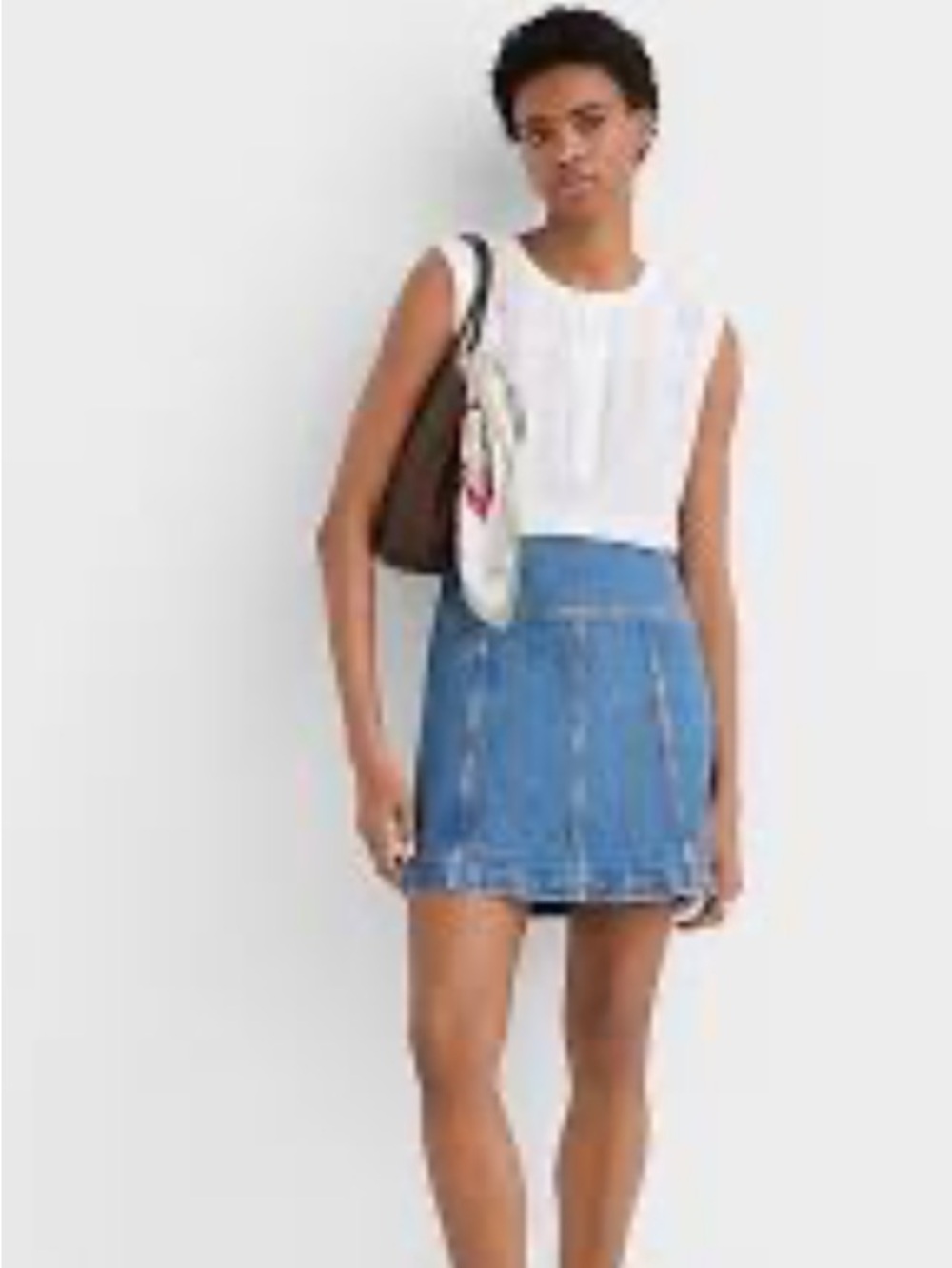 LOFT Blue Denim Mini Skirt with Panel Detailing